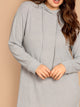 Plus Rib Knit Solid Hooded Dress