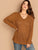  Plus V-Neck Rib Knit Solid Tee