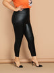 Plus Wide Waistband PU Leggings