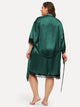 Plus Eyelash Lace Satin Robe