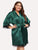 Plus Eyelash Lace Satin Robe