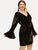  Plus Flounce Sleeve V-Cut Back Velvet Dress