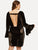  Plus Flounce Sleeve V-Cut Back Velvet Dress