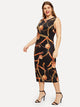 Plus Chain Print Form Fitting Dress