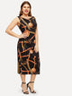 Plus Chain Print Form Fitting Dress