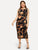 Plus Chain Print Form Fitting Dress