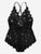 Plus Criss Cross Appliques Scalloped Trim Lace Teddy Bodysuit