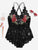 Plus Criss Cross Appliques Scalloped Trim Lace Teddy Bodysuit