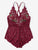 Plus Criss Cross Appliques Scalloped Trim Lace Teddy Bodysuit