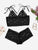 Plus Scalloped Trim Floral Lace Lingerie Set