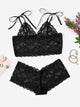 Plus Scalloped Trim Floral Lace Lingerie Set