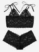 Plus Scalloped Trim Floral Lace Lingerie Set