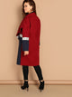 Plus Waterfall Collar Metallic Panel Colorblock Coat