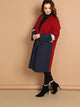 Plus Waterfall Collar Metallic Panel Colorblock Coat