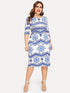 Plus Tribal Print Sheath Dress