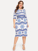 Plus Tribal Print Sheath Dress