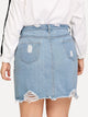 SHEIN Plus Ripped Raw Hem Denim Skirt