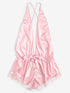 Plus Backless Satin Romper Bodysuit