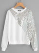 Plus Sequin Patched Two-tone Sweatshirt