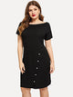 Plus Button Decoration Knit Dress