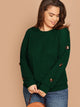 Plus Button Detail Rib Knit Pullover