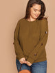 Plus Button Detail Rib Knit Pullover