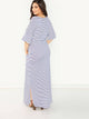 Plus Pocket Side Slit Hem Striped Dress