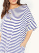 Plus Pocket Side Slit Hem Striped Dress