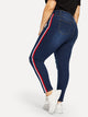 SHEIN Plus Stripe Side Ripped Jeans