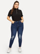 SHEIN Plus Stripe Side Ripped Jeans