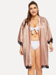 Plus Eyelash Lace Satin Robe