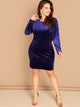  Plus Draped Back Pencil Velvet Dress