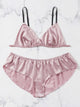 Plus Satin Plain Lingerie Set