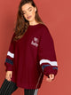 Plus Lantern Sleeve Letter Pullover