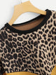 Plus Contrast Leopard Drop Shoulder Sweatshirt