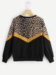 Plus Contrast Leopard Drop Shoulder Sweatshirt