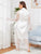 Plus Eyelash Lace Contrast Mesh Satin Robe