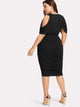 Plus Draped Cold Shoulder Open Front Ruched Dress