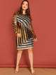  Plus Mixed Stripe Sequin Dress