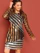  Plus Mixed Stripe Sequin Dress