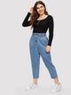 SHEIN Plus Elastic Waist Pocket Jeans