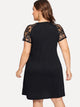 Plus Contrast Lace Solid Dress