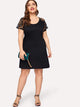 Plus Contrast Lace Solid Dress