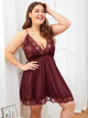 Plus Contrast Lace Satin Cami Dress