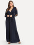  Plus Self Belted Surplice Wrap Dress