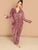 Plus Contrast Tipping Pocket Patched Velvet Blouse & Pants PJ Set