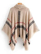 Plus Raw Hem Striped Poncho Sweater