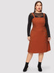 Plus Button Front Pinafore Dress