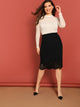 Plus Laser Cut Scallop Hem Skirt