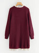 Plus Guipure Lace Trim Raglan Sleeve Sweater Dress